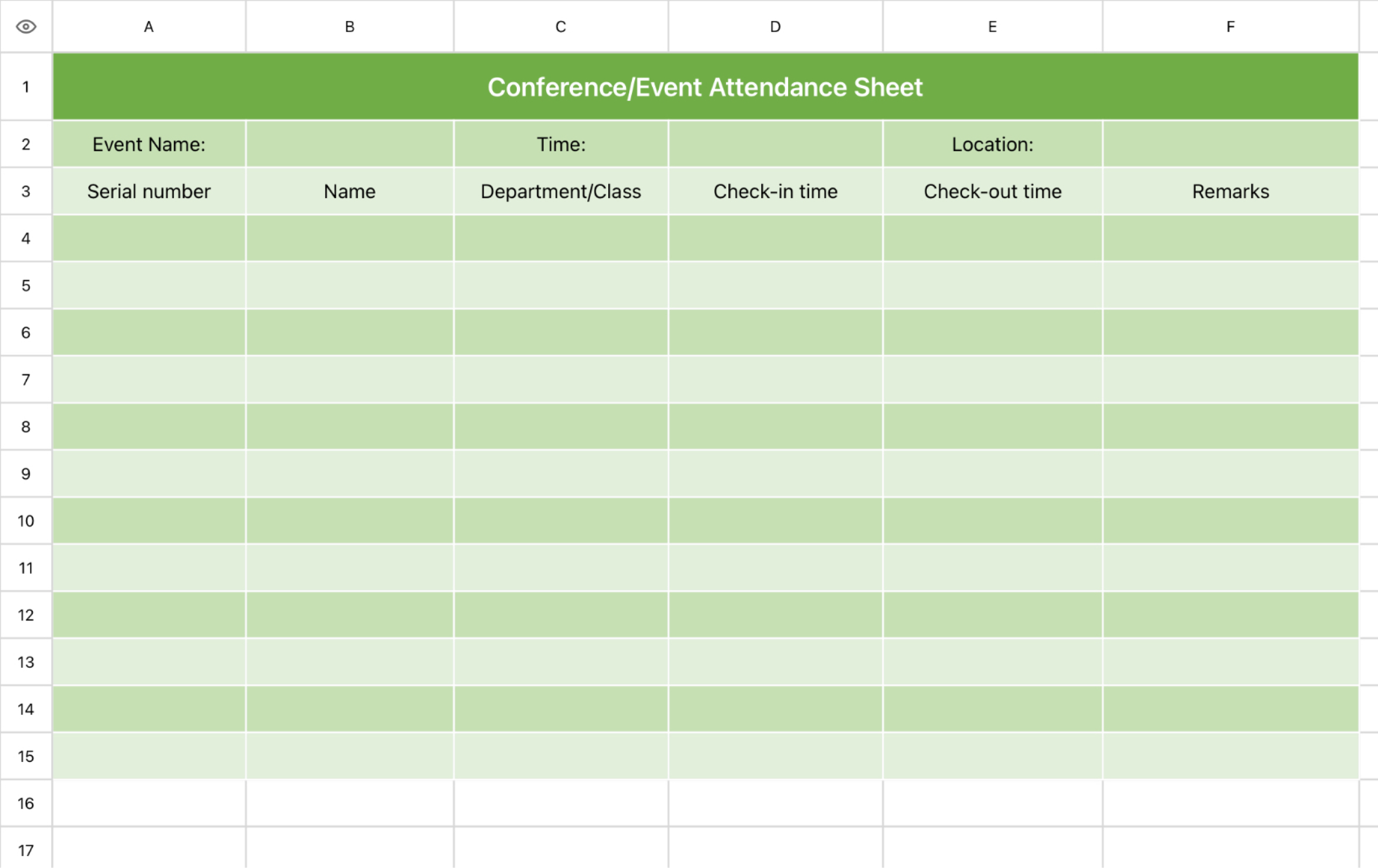 Conference/Event Attendance Sheet